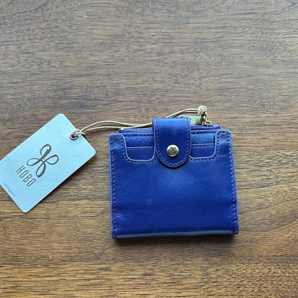 HOBO Royal Blue Leather Compact Wallet Clutch